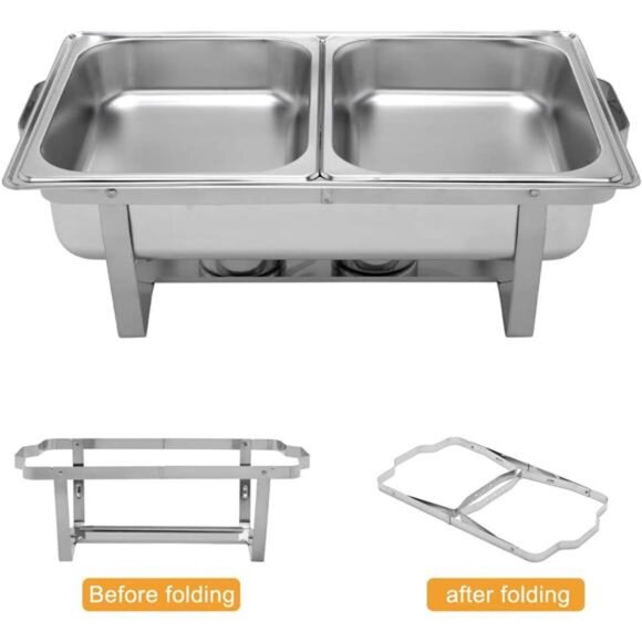 8 Quart Chafing Dish Buffet Set, NSF Stainless Steel Catering Serve Chafer - Picture 4 of 7